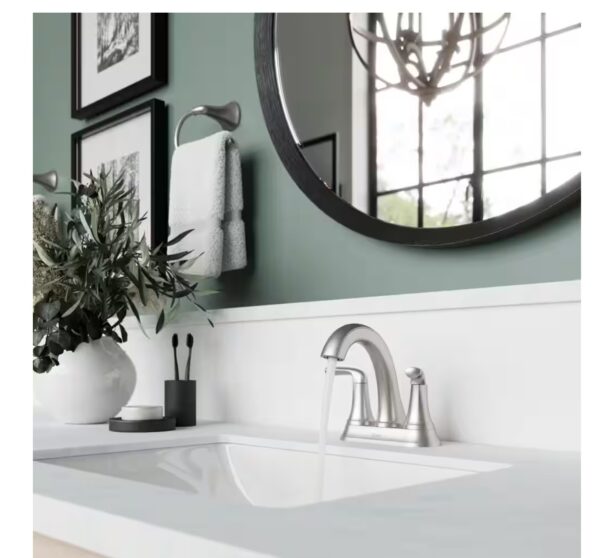 Ladera 4 in. Centerset Double Handle Bathroom Faucet in Spot Defense Brushed Nickel