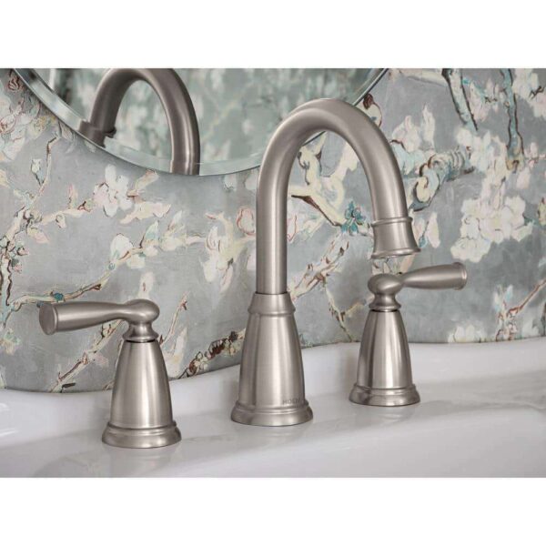 Banbury 8 in. Widespread Double Handle High-Arc Bathroom Faucet in Spot Resist Brushed Nickel (Valve Included)